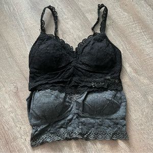 Hollister Padded Lace Bralettes - Gray and Black